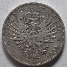 1 LIRA Re Vittorio Emanuele III 1902 Kingdom of Italy