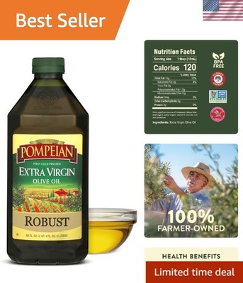 Robust Extra Virgin Olive Oil - First Cold Pressed, 68 Fl Oz for Gourmet Cooking