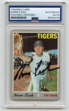 NORM CASH Signed 1970 Topps #611 Tigers PSA/DNA Encapsulated