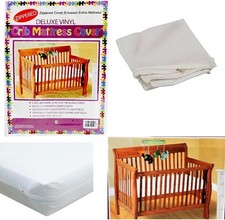 Deluxe Waterproof Zippered Crib Mattress Cover, 28" x 52", Standard Size, Vin...