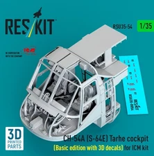 Reskit RSU35-0054 CH-54A (S-64E) Tarhe cockpit Basic edition with 3D decals 1/35