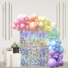 Iridescent Silver Sequin Backdrop Panels for Glam Party Decorations - 12PCS