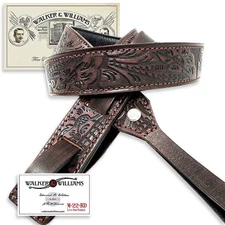 Walker & Williams M-22-RD Red Mahogany Premium Leather Padded Mandolin Strap