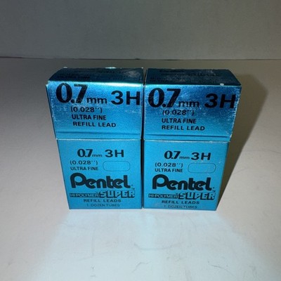 2 Boxes of 12 Tubes Pentel Ultra Fine 3H 0.7mm HB Super Hi-Polymer Refill Lead