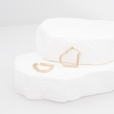 14K Solid Gold Heart Hoop Earrings Designer SLC Polished Tube Hoop Earrings