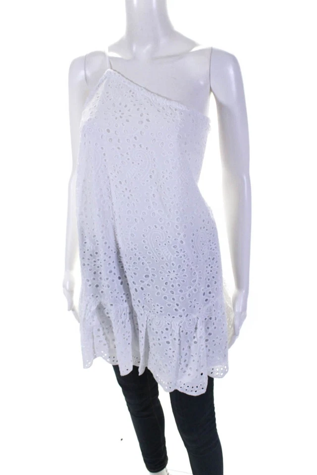 BB Dakota Womens One Shoulder Eyelet Gathered Blouse White Size Medium LL19LL - Image 2 of 4