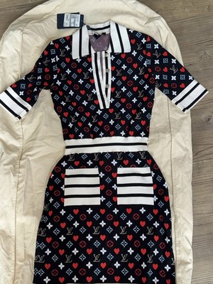 Louis Vuitton Black Monogram Heart Short Sleeves Polo Dress - XSmall 