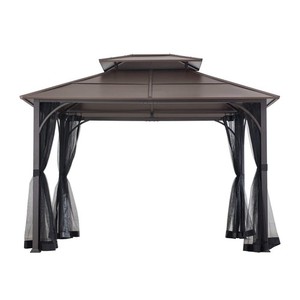 Sunjoy Hardtop Gazebo 10x12ft. Outdoor Steel Frame with Ceiling - Scratch & Dent