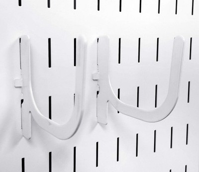 2 PCS Slotted Pegboard UHook 4 Inch Peg Hook Reach Accessory Hanger White