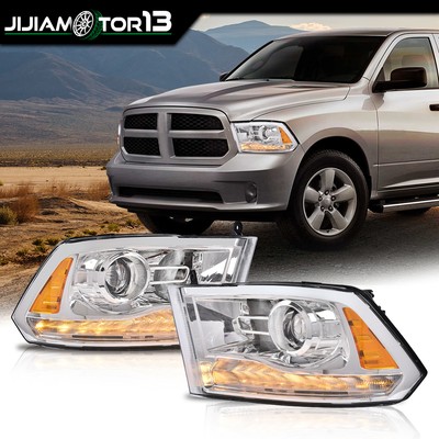Fits 13-18 Dodge Ram 1500 2500 3500 Project Headlights Smoke/Clear Lens Lamps