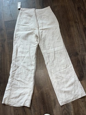 Linen Blend fully lined Pant Size 4 Beige NEW! Vtg B.Moss Womens