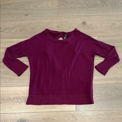 YOGALICIOUS Wine Open Back Long Sleeve Active Workout Yoga Top Shirt Size Small