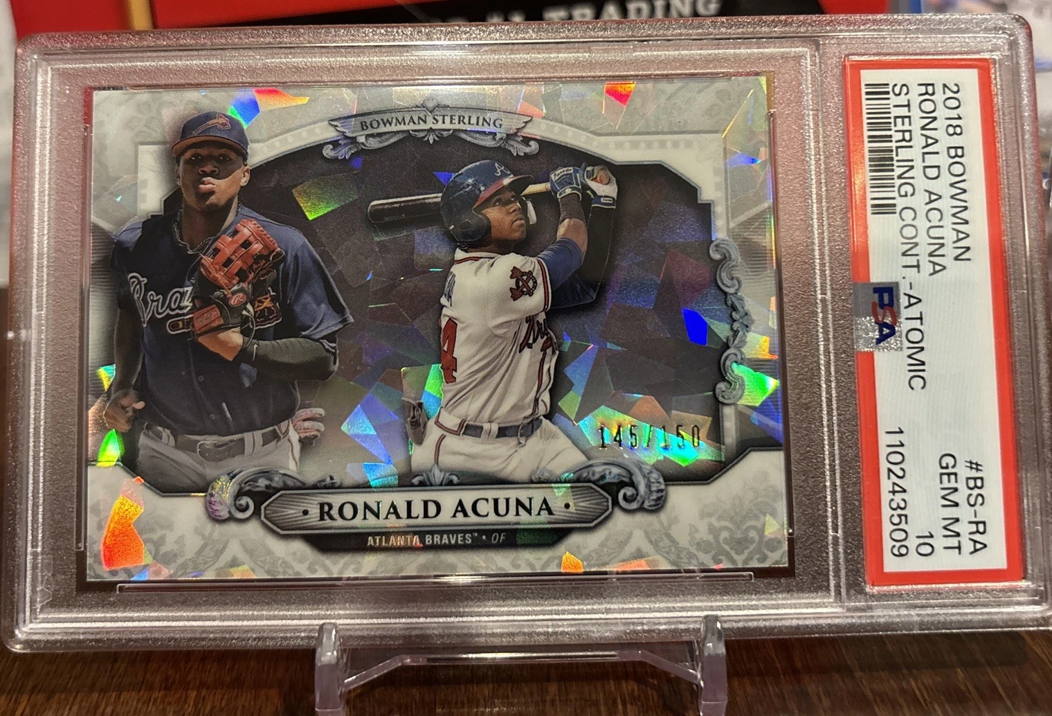 Deal for 2018 Bowman Ronald Acuna Sterling Atomic Braves PSA 10 145/150