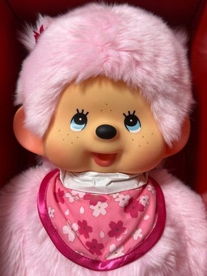 Monchhichi Sakura Series Plush Toy 40cm Large Pink Floral Bandana