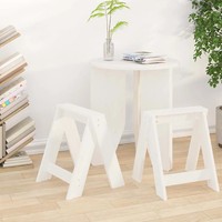 Massivholz Hocker 2Er Set 40X40X45 Cm Kiefer Weiß