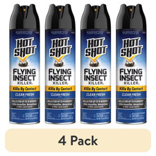 (4 Pack) Hot Shot Flying Insect Killer Aerosol Spray 15 oz Clean Fresh Scent