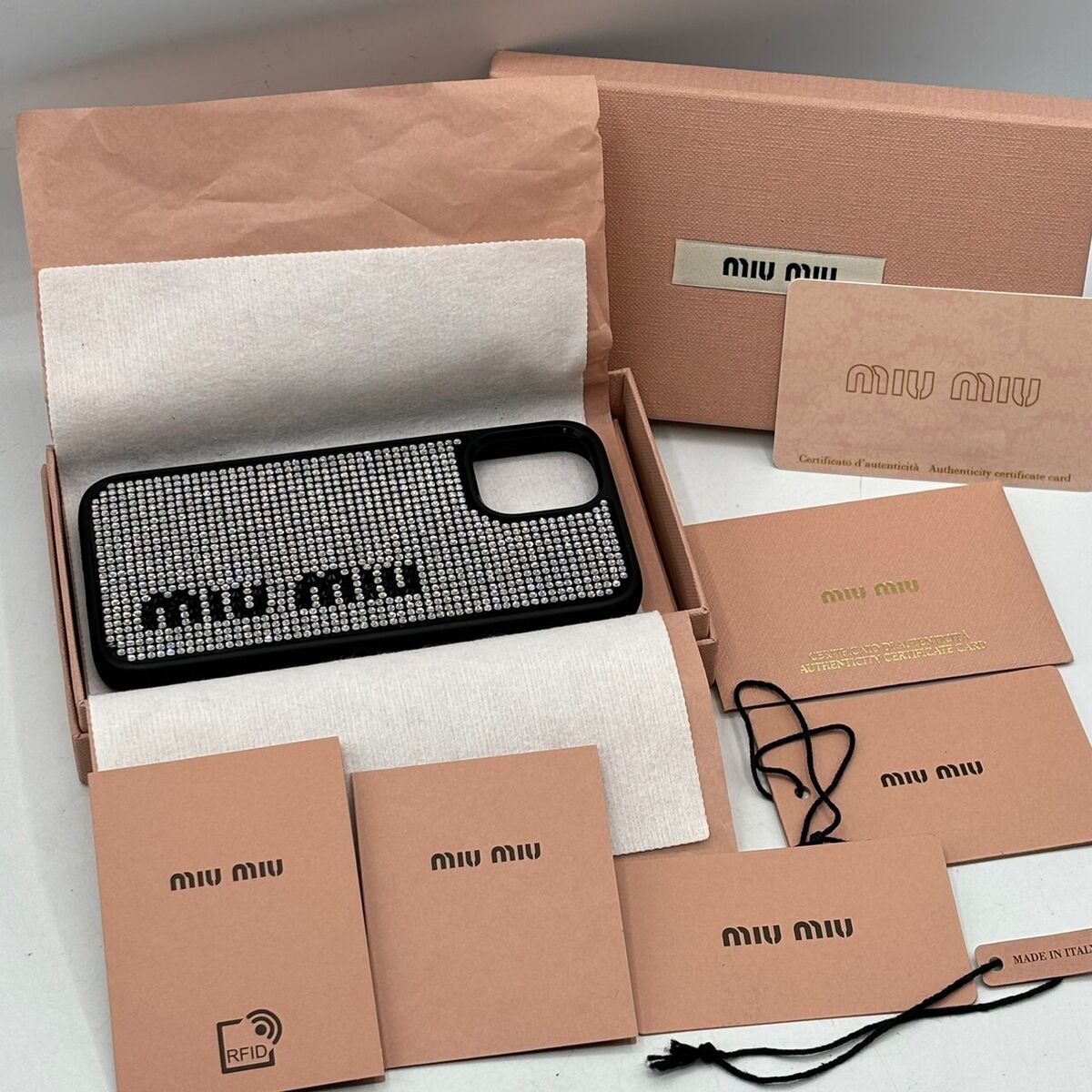Auth MIU MIU 'Unused' iPhone 12 Mini Case 5ZH131 Starlight Auth MIU MIU 'Unused' iPhone 12 Mini Case 5ZH131 Starlight