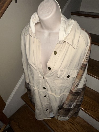 DAVI & DANI Boutique Hooded Flannel Plaid Shacket Jacket NEW $72 PLUS Size ❤️260 - Picture 5 of 8