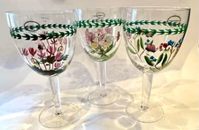 Portmeirion Large Wine Goblets - Botanic Garden - Set of 3 - 8"