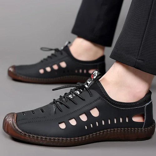 Men's Soft Leather 2025 Summer Men Leather Sandals Breathable Non-slip - Picture 20 of 26