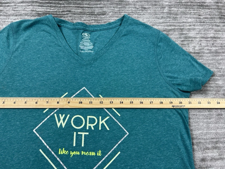 Athletic Works Топ женщин XL синий зеленый v-образным вырезом работать так, как вы это имеете в виду - Изображение 4 из 4