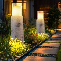 Solarlampe AußEnleuchte Gartenlampe Baumstamm Holzoptik Led H 43,5 Cm 2Er Set