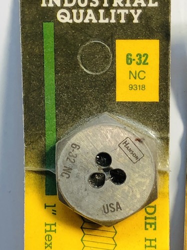 3) Threading Die Ace Hanson Steel USA 6-32 NC 7-1.00 mm 8-1.25 mm - Picture 3 of 7