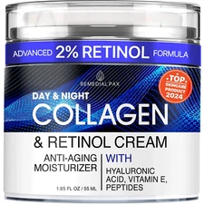 Collagen Cream for Face with Retinol and Hyaluronic Acid, Day and Night anti ...