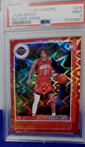 2021 JALEN GREEN RED EXPLOSION PSA 9 RC NBA HOOPS PANINI #5/15 #218