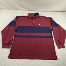 Tommy Hilfiger Polo Shirt Men  s XL Long Sleeve Y2K Collared Cotton Color Block