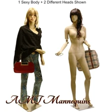 FEMALE REALISTIC SEXY HEAVYDUTY PLASTIC MANNEQUIN FLEXIBLE PAINTED SKIN FC2DS+