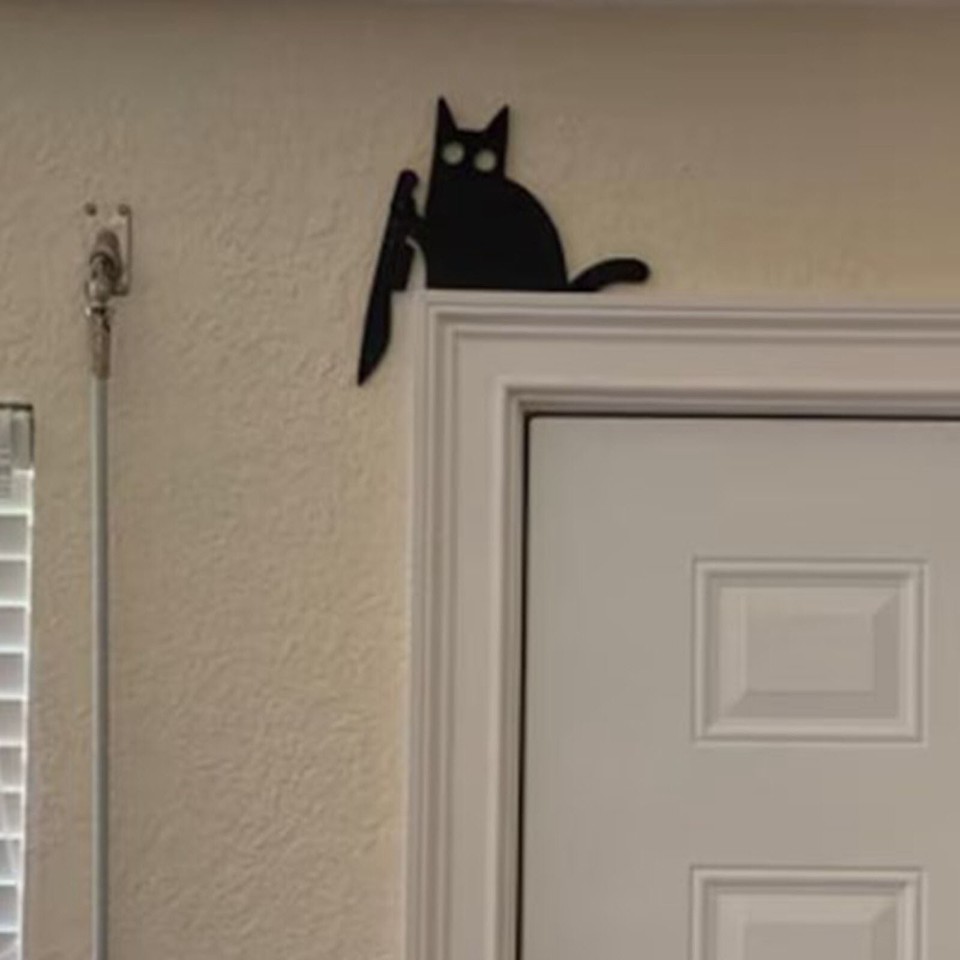 Halloween Black Cat Metal Door Topper Decoration Door Corner Window