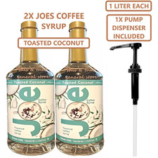 2 LITERS SUGAR FREE TOASTED COCONUT FREE PUMP DISPENSER JOES COFFEE SYRUP