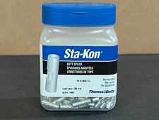 Thomas & Betts Sta-Kon Pressure Terminal Butt Splice 100 each P/N 2B14 NEW