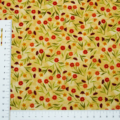 Blumen auf beige von Benartex Patchwork Stoff Baumwolle (0987)