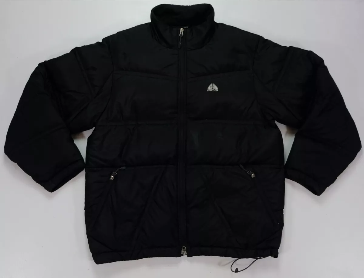 Rare Vintage NIKE ACG Spell Out Triangle 3 Layer Down Puffer Jacket 90s  Black L