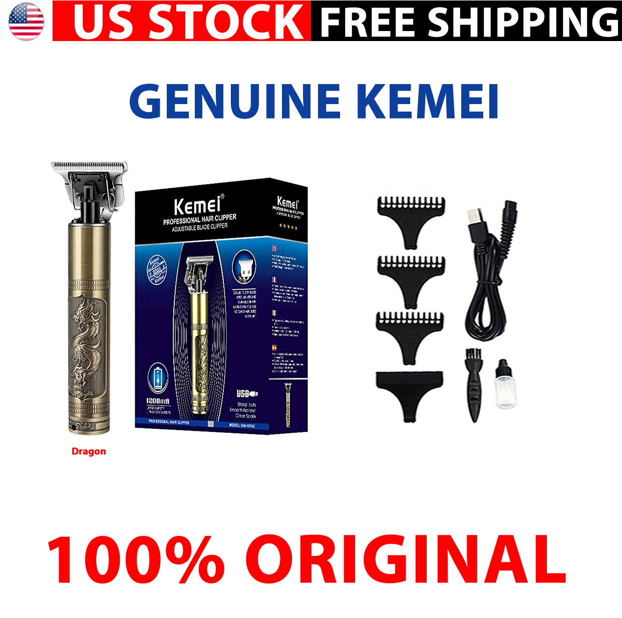 Original KEMEI Best Cordless Hair Trimmer for Men Barber Hom