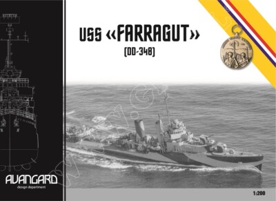Kartonmodell Zerstörer USS Farragut 1:200 Avangard
