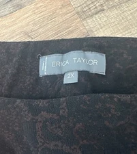 Erica Taylor Stretch Pullon Pants 2X Brown Subtle Leopard Animal Print