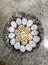 Murano Glass Fratelli Toso Paperweight * Cane Millefiori Spatter * 3" MKH 55