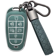 for Hyundai Key Fob Cover with Leather Keychain Soft TPU Full Protection Key ...