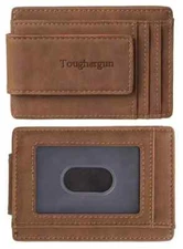 Toughergun Genuine Leather Magnetic Front Pocket Money Clip Wallet RFID Blocking