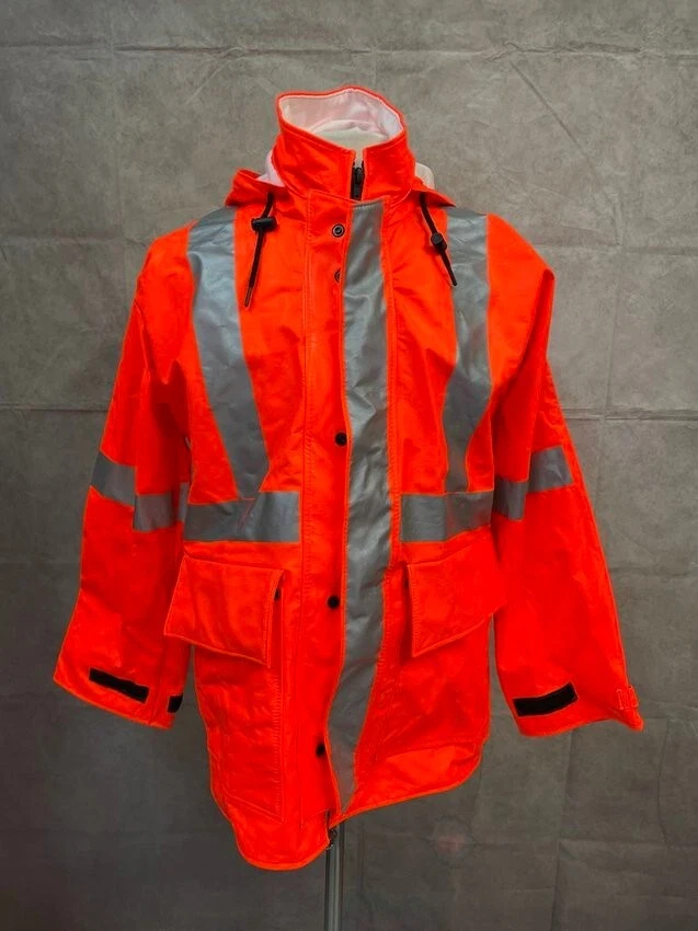 Rainwear Kit NSA CLASS 3 Orange with Reflective Trim Size M: Jacket & Overalls - Image 2 of 4