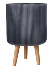 Indoor Plant Pots IDEALIST Ribbed Cylinder Round Flower Pots on Legs