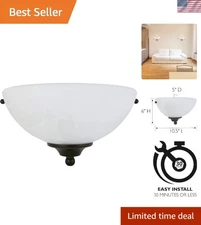 Millbridge Wall Light Sconce, Dimmable, Steel Construction, Alabaster Glass, ...