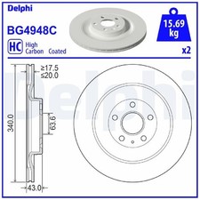2x Delphi Scheibenbremse hinten 32300814 26124917