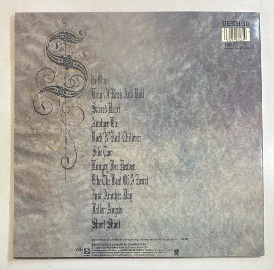 DIO - Sacred Heart - 12" Vinyl LP Record Album - VERH 30 1985 EX / VG+ - Image 3 of 4