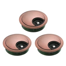 3Pcs 2" Cable Hole Cover Zinc Alloy Desk Wire Cord Grommet, Red Bronze