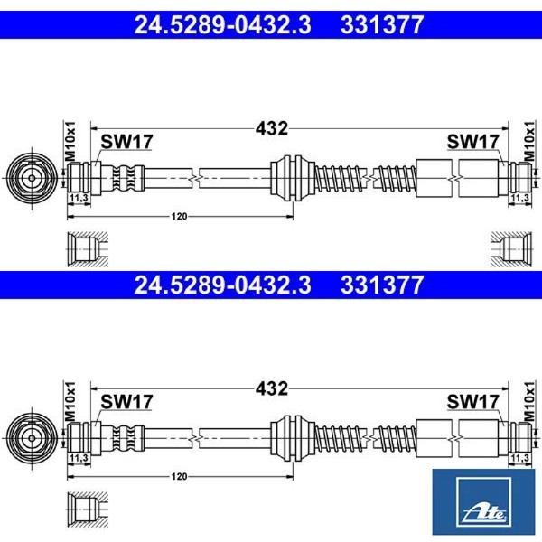 2X Bremsschlauch ATE 24.5289-0432.3 2 BremsschläUche Rechts Links Hinten-image