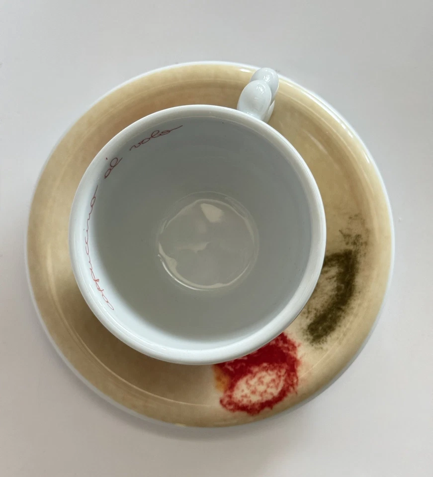 THUN Caffè al Volo Demitasse Чашка и Блюдце - Красный и Зеленый Цветочный Абстрактный-Италия-EUC - Изображение 3 из 4